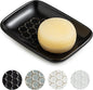 Gomakren Soap Dish for Shower, Ceramic Bar Soap Holder with Honeycomb Design - Soap Saver Tray for Bathroom Kitchen Sink, Sponge & Organizer Tray, Upscale Look, 5.5 Inch, Black