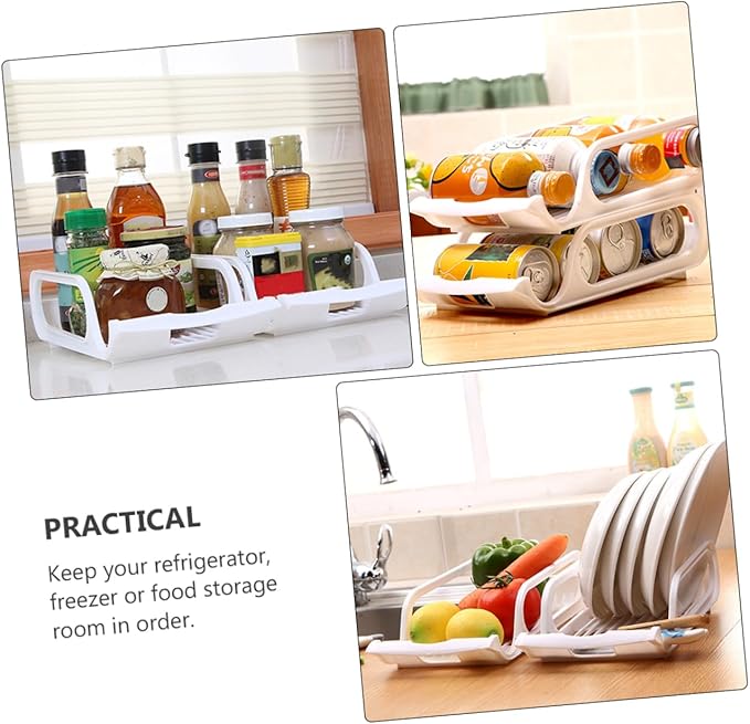 Beverage Stackable Rack 2pcs Refrigerator Drink Organizers for Fresh Storage