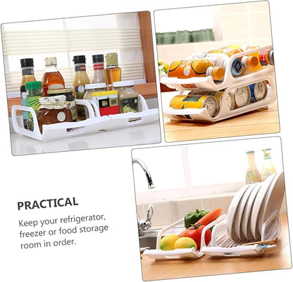 Beverage Stackable Rack 2pcs Refrigerator Drink Organizers for Fresh Storage