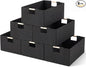 Cinnvoice Fabric Storage Bins for Closet Shelves, Rectangle Wardrobe Organizer with Handle, Collapsible Shelves Storage Basket for Sorting Clothes and Toy (6 Pack,Black,15 x 10.6 x 6 Inch)