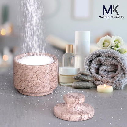 MARBLOUS KRAFTS Marble Salt Cellar with Lid 3" Inch Marinara Salt Holder for Counter, Salt Box & Stone Salt Container, Perfect Mother’s Day Gift, Ideal for Seasoning Spice Jars