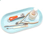Nail Tray Blue Manicure Tray for Nails Tool Decor Display Jewelry Rhinestone Cosmetics Oval Dish Manicure Organizers and Storage Small Storage Plate