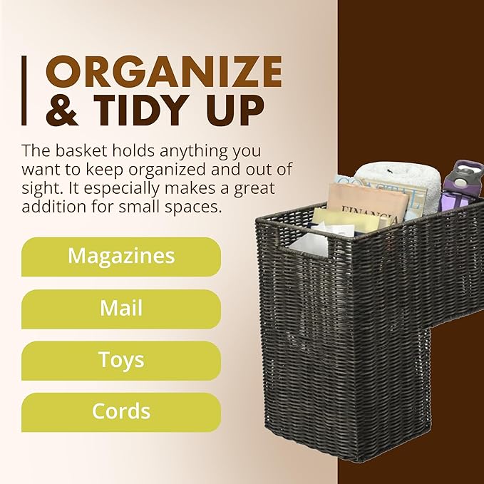 KOUBOO Wicker Step Basket, Dark Brown, Rectangular, 15 in L x 9.5 in W x 15.75 in H, Dual Compartments