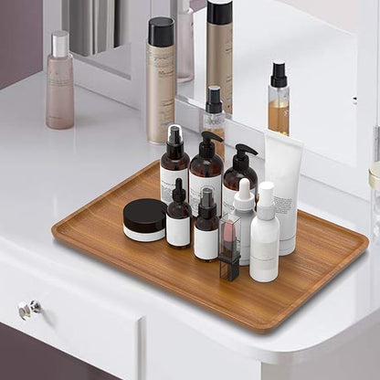 XZHXFX Bamboo Vanity Tray, Decorative Tray for Counter, Coffee Table, Kitchen, Bedroom (Large)