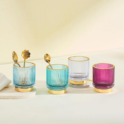 Makeup Brush Holder Organizer,Toothbrush Holders,Desk Pen Pencil Holder,Multifunctional Vintage Glass Brush Cup(A3-32-US)