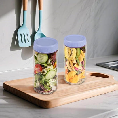 Overnight Oats Containers with Lids, 24oz Wide Mouth Mason Jars with Lids, 9 Pack Glass Jars with Airtight lid for Chia Pudding Yogurt Salad, Meal Prer Oatmeal Jars, Blue