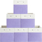FinishingBo 13 x 13 Inch Fine Linen Storage Bins with Handles，Fabric Cube Boxs，Basket Organizers for Shelves for Home, Closet Drawers (White/Purple-6 Pack)