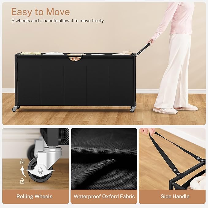 Laundry Sorter, Rolling Laundry Hamper with 5 Section Pul-Out Bags, Laundry Basket Organizer with 4 Drawers, Laundry Hamper with Wheels for Laundry Room Organization, Bathroom, Bedroom