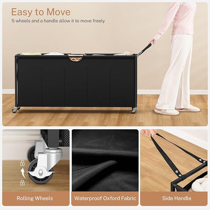 Laundry Sorter, Rolling Laundry Hamper with 5 Section Pul-Out Bags, Laundry Basket Organizer with 4 Drawers, Laundry Hamper with Wheels for Laundry Room Organization, Bathroom, Bedroom