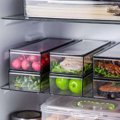 Transparent Flatware Tray Kitchen Drawer Organizer With Lid - Plastic Kitchen Cutlery Tray and Utensil Silverware Storage Container with Cover - Dinnerware Holder for Spoons Forks Knives