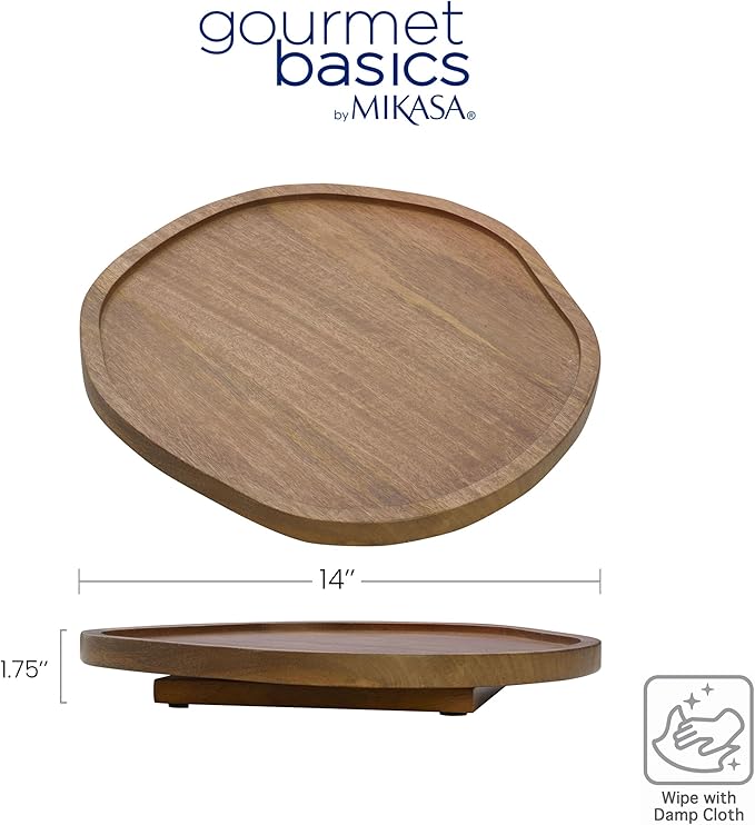 Gourmet Basics by Mikasa Cora Organic Shaped Lazy Susan Turntable, 14 Inch