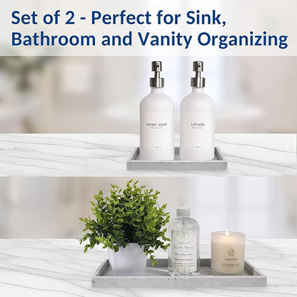 Spacewiser Countertop and Vanity Tray - 2 PC (11” and 7”) Shatterproof Silicone Kitchen and Bathroom Trays for Counter, Kitchen Soap Dispenser Tray, Vanity Trays for Bathroom, Perfume Key Tray