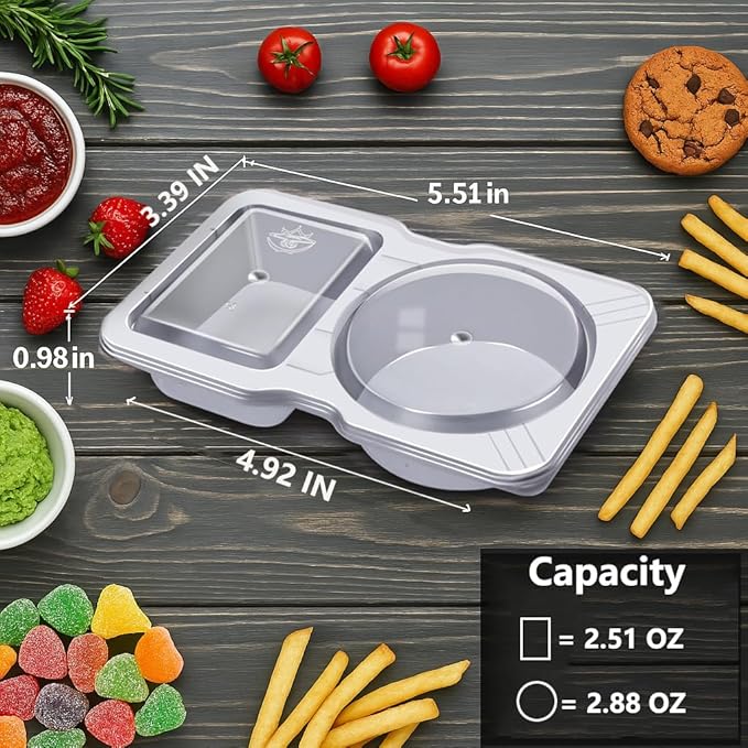 12 Sets Reusable Snack Containers Double Compartment Snackle Box Container with Lids - Leak-Proof BPA-Free Food Storage, Condiments Portion Control Dip Cups for Kids School Lunches, Meal Prep, Takeout