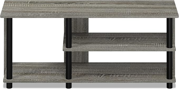 Furinno Turn-N-Tube Compact Multi Storage Shoe Rack, 35.2"W 3-Tier, French Oak Grey/Black