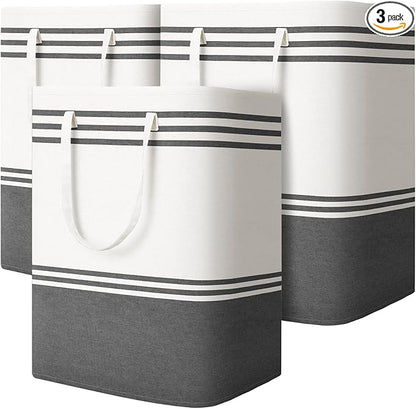 3 Pack Large Laundry Baskets, Laundry Hampers, Freestanding Waterproof Collapsible Clothes Bag with Extended & Reinforced Handles - Clothes Basket for Dorm, Bathroom, Home (100L)