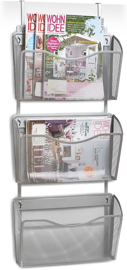 Zeller 17755 Wall/Door Magazine Rack, mesh, 35,5 x 9 x 85,5 cm