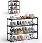 HAIXIN Expandable Shoe Rack - Adjustable Shoe Organizer Storage Shelf for Closet, Upright and Upside Down, Stackable Small Shoe Stand for Entryway, Living Room, Front Door, 3 Tier