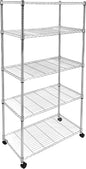 YSSOA 5-Tier Heavy Duty Storage Shelves, 1750 Lbs Loading Capacity, 35.43" W x 17.72" D x 70.87" H Adjustable Shelving Unit with Wheels, Chrome