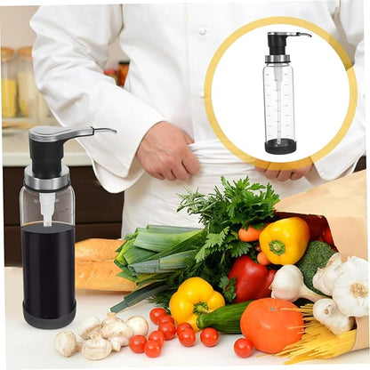 Transparent Syrup Pump Dispenser Bottle Capacity Kitchen Jam Honey and Ketchup Pumping Jar with Pump Lid for Easy Dispensing