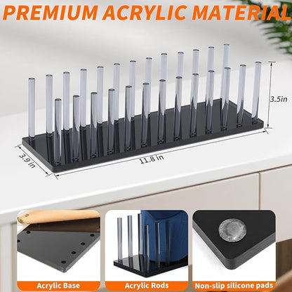 Hat Organizer for Baseball Caps, Acrylic Hat Rack for 12 Baseball Caps, Hat Holder Display and Organizer for Closet, Tabletop, Dressing Table (Transparent Black)