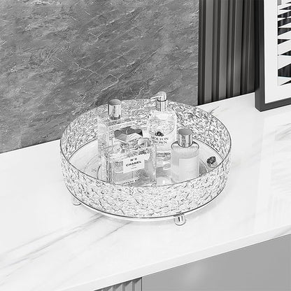 360 Rotating Makeup Organizer, Cosmetics Lazy Susan Spinning Skincare Storage for Vanity, Turntable Perfume Trays for Dresser Bathroom Countertop and Kitchen (Clear)