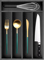 Ayiaren Small Wooden Silverware Organizer Kitchen Utensil Drawer Organizers Narrow Cutlery Tray Black Wood Flatware Organizer for Drawers Spoon and Fork Organizers Bamboo Utensil Holder Drawer Tray