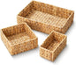 Wicker Storage Baskets Set of 3, Handwoven Water Hyacinth Baskets for Organizing, Large and Small Wicker Baskets Set, Decorative Natural Woven Baskets 3Pack for Pantry Shelves