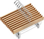 AMKUFO 20pcs Wooden Pants Hangers Solid Pants Hanger with Adjustable Clips 14 Inch Natural Wood Skirt Hangers Trousers Bottom Hanger with Non-Slip Clips and 360° Swivel Hook