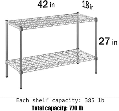 18" Deep x 42" Wide x 27" Height Wire Shelving Kit | 2-Tier | NSF Commercial Storage Rack Unit