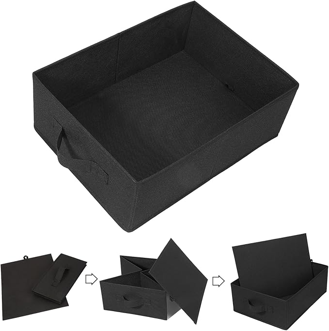 Clothings Collapsible Storage Bins, Foldable Organizers and Storage Baskets Cube Storage Bin for Bedroom Living Room (4 Pack, Black, 15.4x11.4x5.5inch)