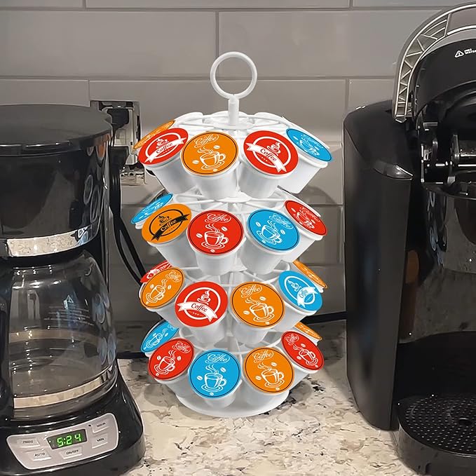 Coffee Pod Carousel Holder,Compatible with K-Cups Organizer Compatible with 36 Cup Pods,Spins 360-Degrees