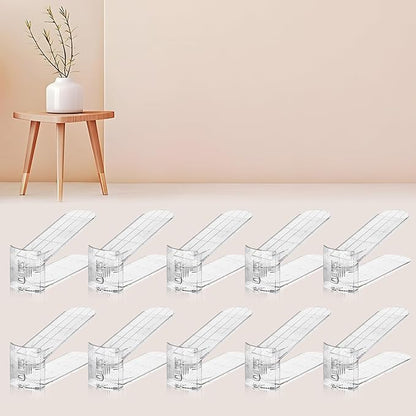 FENRUNXU 10 Pack Transparent Shoe Stacker,Shoe Slots Organizer for Closet, Shoe Display Space Saver,Adjustable Shoe Rack Organizer Holder for High Heels,Sneakers(Transparent)