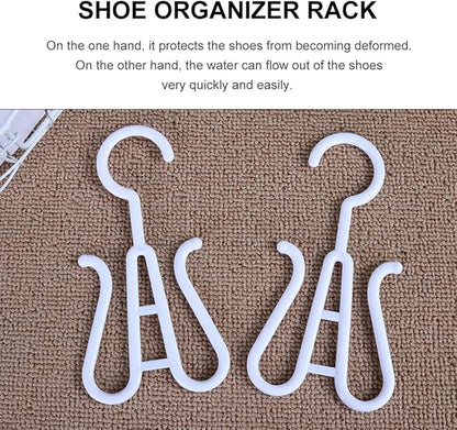 Garneck 10pcs White Plastic Shoe Drying Hooks Multi-functional Slippers Hanging Organizer Sturdy Shoe Holder for Home Closet Storage