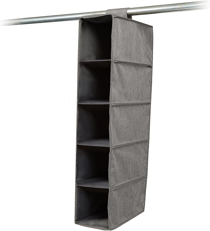Covermates Keepsakes Hanging Shoe Organizer for Closet – Vertical Storage Shelves for Sneakers, Sandals, and Sweaters – Heavy-Duty Wardrobe Organization, Grey Heather