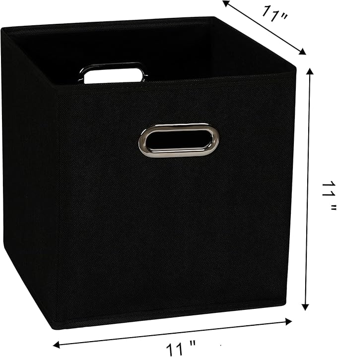 Fabric Cloth Storage Bins,Fabric Cube Organizer with Dual Handles Foldable Cube Storage Baskets for Home Bedroom Storage,Set of 6, Black