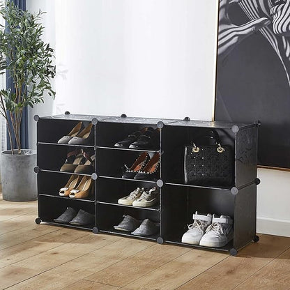 Portable Shoe Rack Organizer, 4 Tier Storage Shoe Cabinet for 18 Pair, Shoe Organizer for Heels, Boots, Slippers