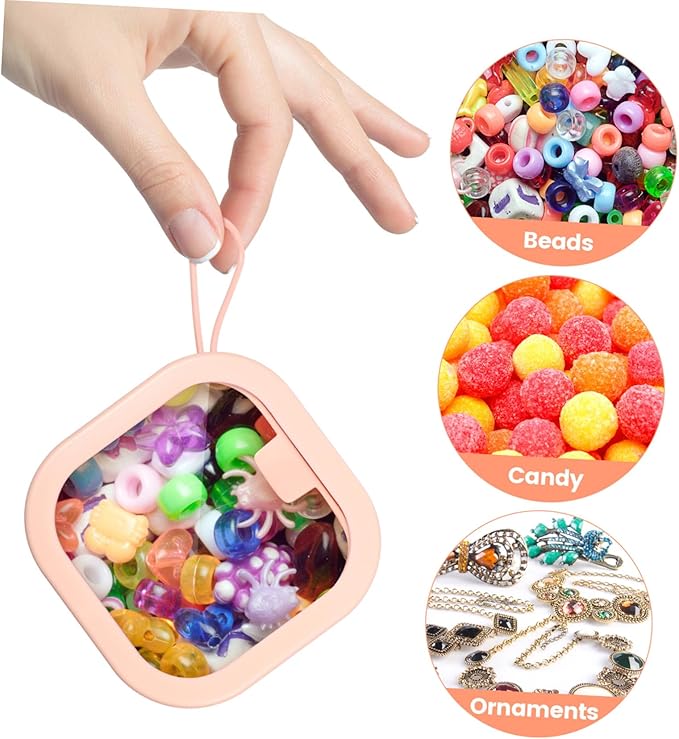 PRETYZOOM Small Desktop Organizer Box with Lid 3.74X3.74X1.18In Multifunctional Storage for Hair Ties False Teeth Jewelry Accessories