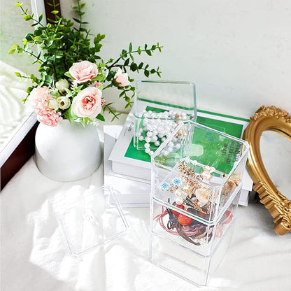 Reginary 9 PCS Hair Accessories Stackable Organizer Holder Storage with Lids Acrylic Clear Hair Tie Organizer Bathroom Bow Containers for Girls Headband Scrunchie Makeup Accessory Organizing