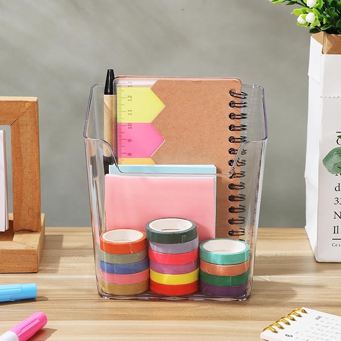Lurrose 4pcs Cabinet Door Organizer: Wall Mounted Storage Bins - Plastic Shower - Pencil Holder for Shower Bathroom Kitchen Office