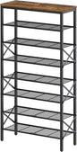 YATINEY 8 Tier Shoe Rack, Shoe Storage Organizer, Large Capacity Shoe Shelf Holds 32 Pairs of Shoes, Sturdy and Stable, for Entryway, Hallway, Closet, Dorm Room, Rustic Brown SS08BR
