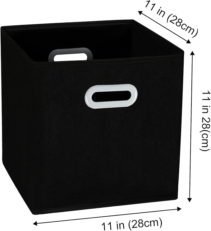Fabric Cloth Storage Bins,Cube Organizer with Dual Handles Foldable Baskets for Home Bedroom,Set of 3, Black