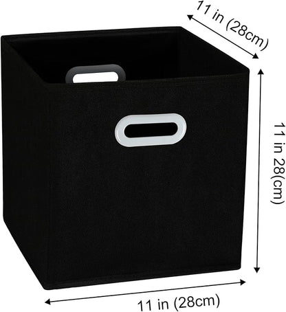 Fabric Cloth Storage Bins,Cube Organizer with Dual Handles Foldable Baskets for Home Bedroom,Set of 3, Black