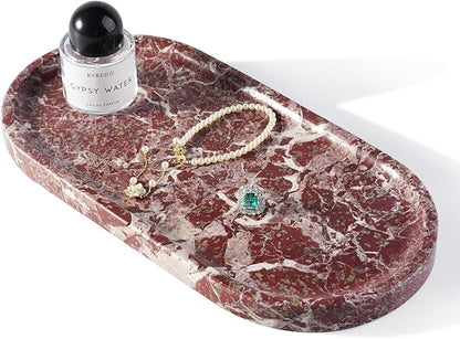 Koville Norway Natural Marble Tray, 12"x6" Vanity Decorative Tray for Countertop, Catchall Tray for Perfume, Candles, Jewelry Dish