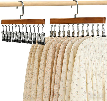 Closet Organizer with 10 Clips,Space Saving Hanging Closet Organizer,360° Rotating Metal s with Silicone Lining,Hanging Rack for Clothes, Socks, Hats (12 Clips, 2PCS)