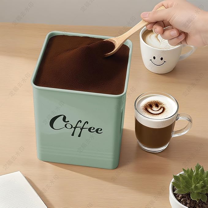 Coffee Canister,Airtight 40 oz Large Iron Black Storage Container for Coffee Grounds, Beans, Pods & More,Accessories & Gifts (Saga Green)