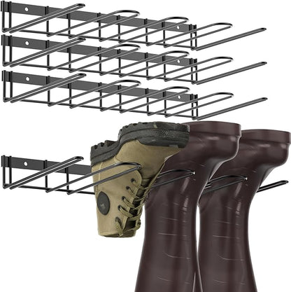 Wader Boot Hangers Rack, Sturdy Metal Organizer, Cowboy Boot & Tall Shoe Holder - 8 Pair, Wall Mounted for Closet, Entryway, Garage