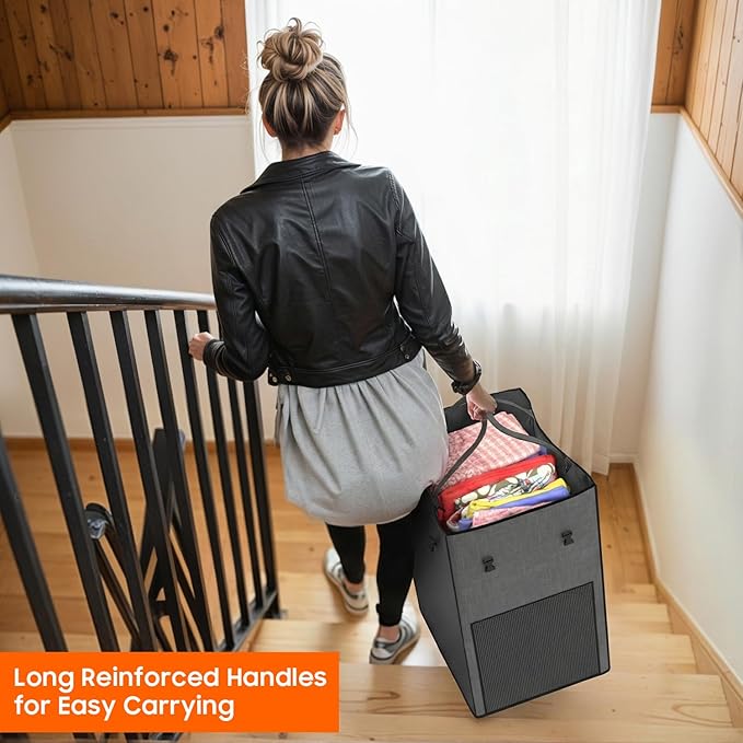 160L Laundry Hamper with Lid, Rolling Laundry Basket with Wheels, Large & Tall Dirty Clothes Hamper with Metal Frame and Removable Bag for Bedroom Aesthetic, Laundry Room, Bathroom, Dorm-Dark Gray