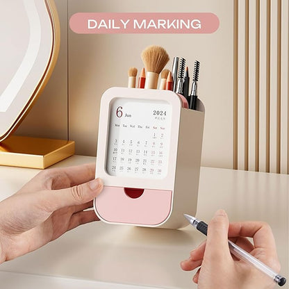 Sleek Makeup Brush Holder Organizer – Modern Cosmetic Brush Cup with Elegant Design, for Makeup Brushes, Lipsticks, Bathroom Vanity & Desktop Storage (Pink)