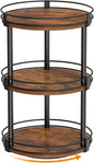 Snughome Lazy Susan Organizer, 3 Tier Rotating Spice Rack, Turntable Lazy Susan Kitchen Countertop Organizer, 10.2" x 10.2" x 18.5", Rustic Brown