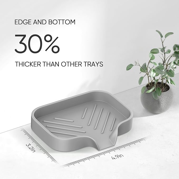 Silicone Soap Dish,4 Pcs Thickened Great High-Purity Silicone Soap Holder,Self Draining Soap Dish Soap Tray Bathroom Soap Dish Bar Soap Holder for Shower-Gray,White